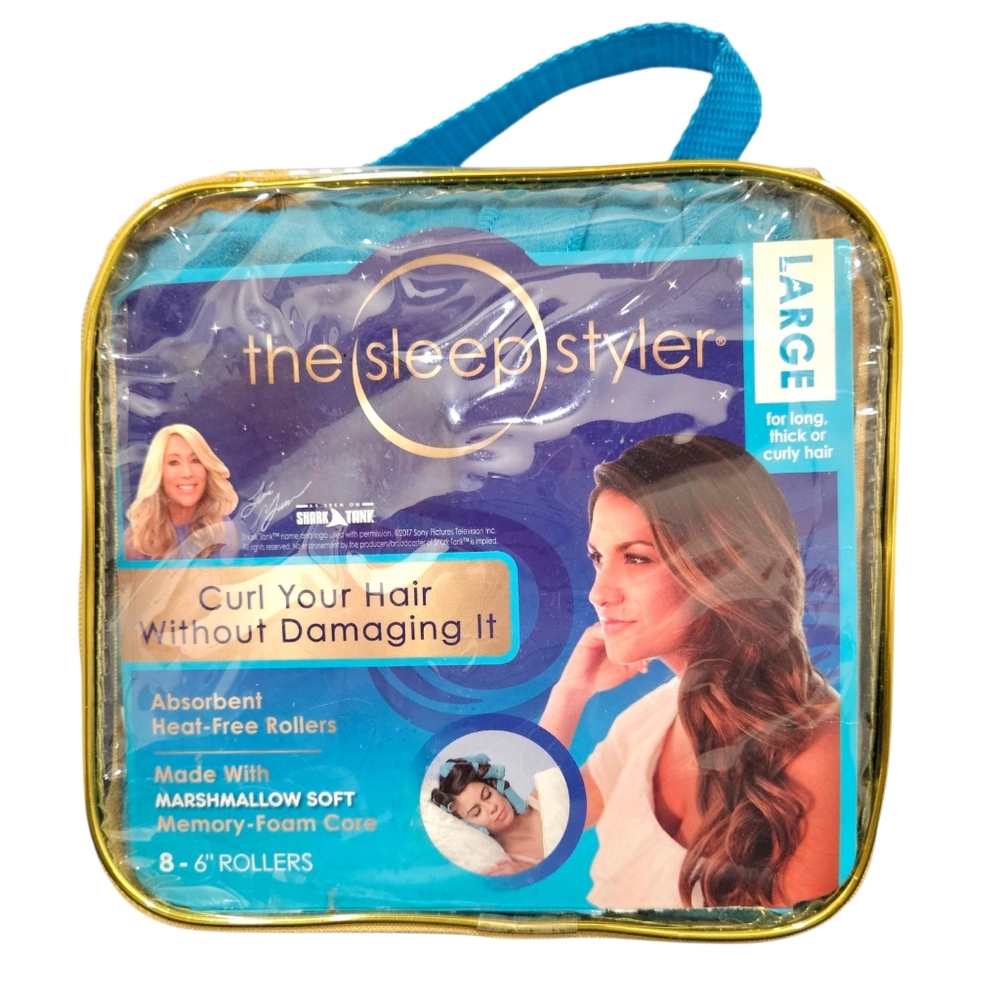 SLEEP STYLER Curlers 8 soft foam rollers Large hair waves L 6" sponge EUC